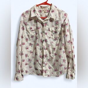 Mossimo Supply Co. Floral Cream Shirt